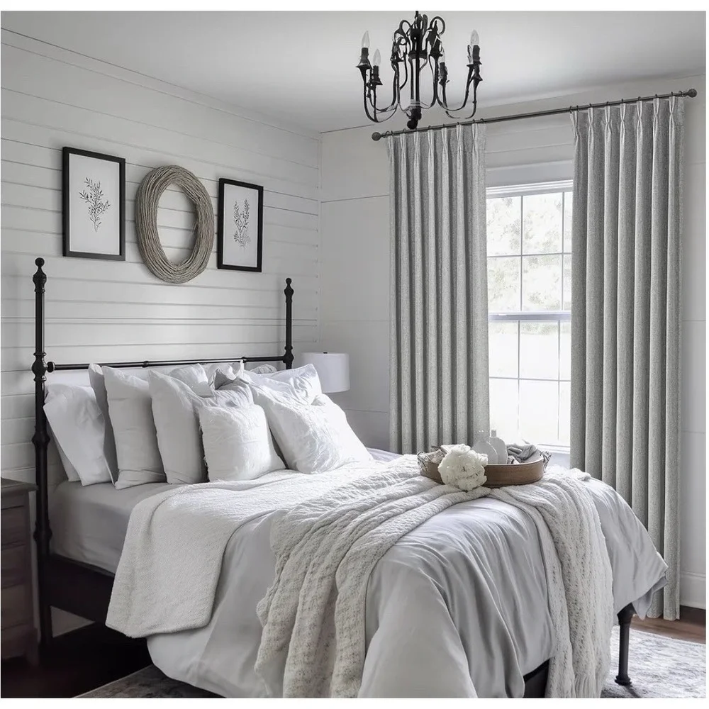 Gray Extra Long Drapes 2 Panel Pinch Pleat Curtain Blackout 108